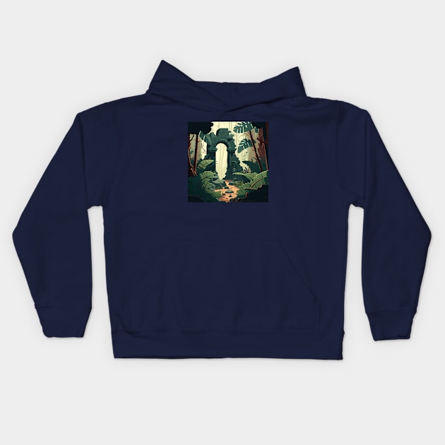 Ancient Ruins Hidden in a Jungle Kids Hoodie by Star Scrunch